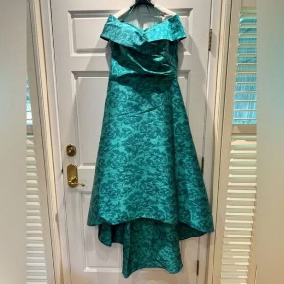 NWOT Rickie Freeman for Teri Jon Off the Shoulder Floral High Low Dress - Picture 3 of 10